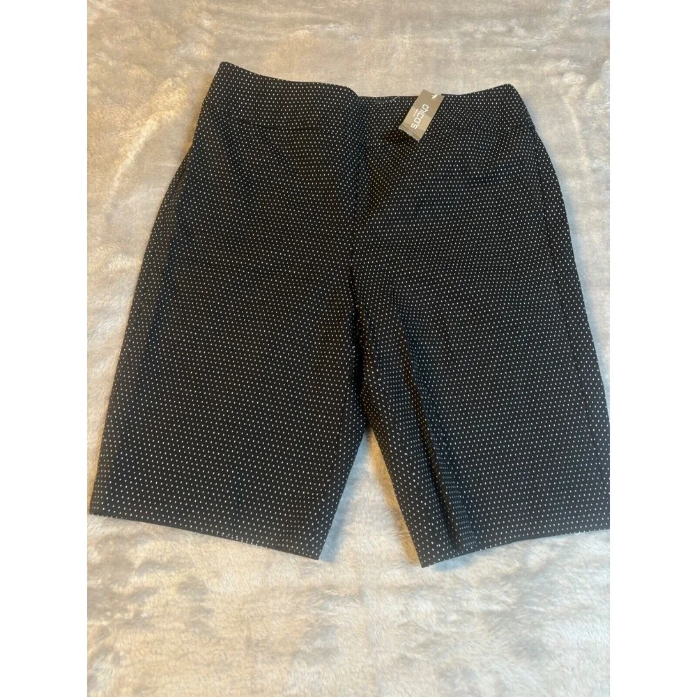 NWT Chicos So Slimming Shorts‎ Women's Brigitte Black White Polka Dot Sz 0 (4)